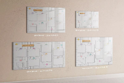 Tableau magnétique effaçable Plan hebdomadaire avec espace pour photos