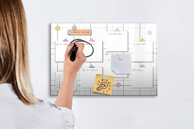 Tableau magnétique effaçable Plan hebdomadaire avec espace pour photos