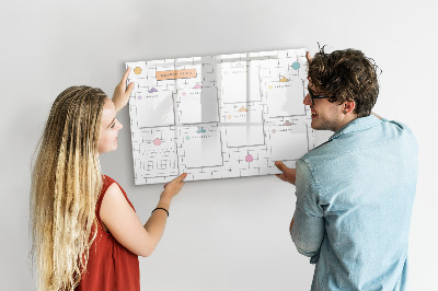 Tableau magnétique effaçable Plan hebdomadaire avec espace pour photos