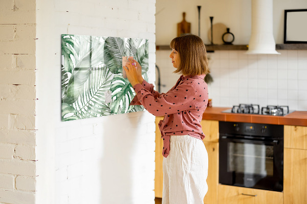 Tableau effaçable magnétique Affiche verte avec photos et accessoires