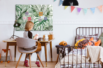 Tableau effaçable magnétique Affiche verte avec photos et accessoires