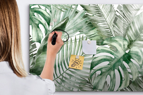 Tableau effaçable magnétique Affiche verte avec photos et accessoires