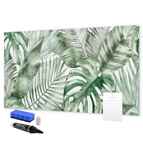 Tableau effaçable magnétique Affiche verte avec photos et accessoires