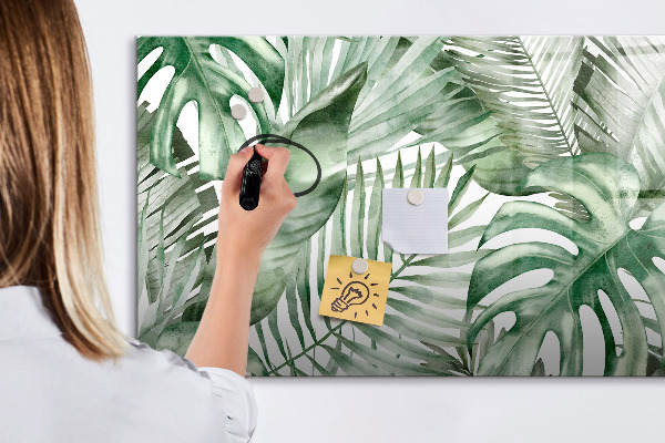 Tableau effaçable magnétique Affiche verte avec photos et accessoires