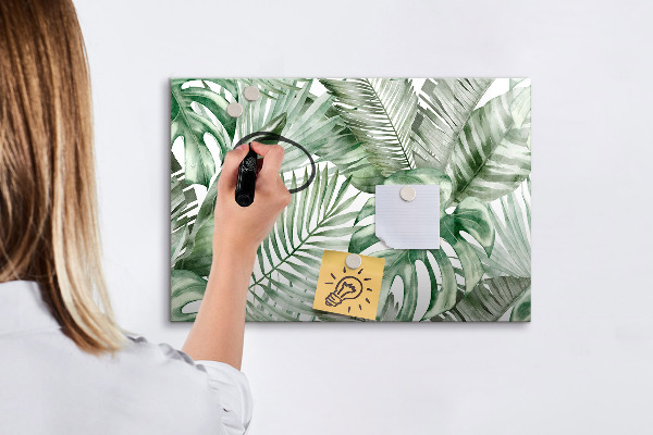 Tableau effaçable magnétique Affiche verte avec photos et accessoires