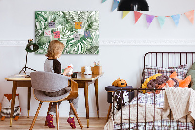 Tableau effaçable magnétique Affiche verte avec photos et accessoires