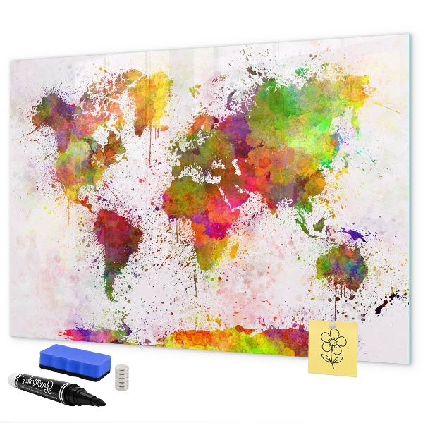 Tableau effaçable magnétique Carte colorée avec des spots photos