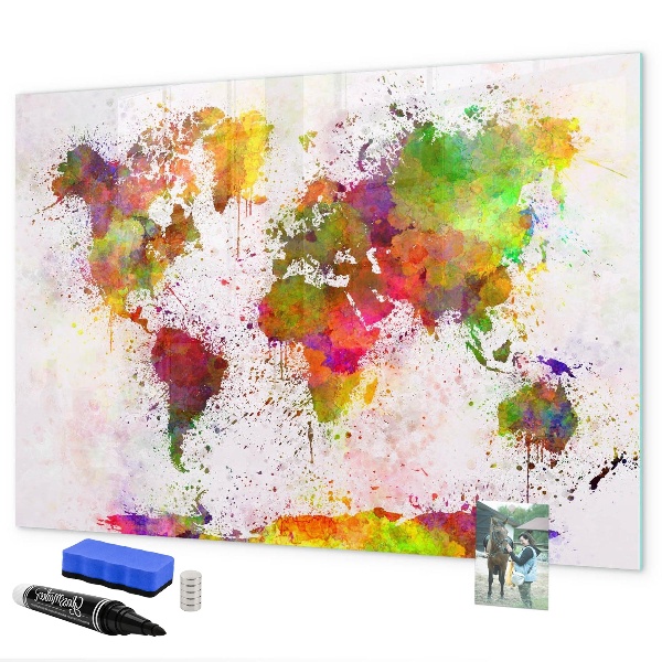 Tableau effaçable magnétique Carte colorée avec des spots photos