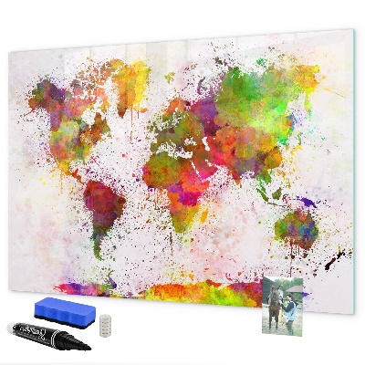 Tableau effaçable magnétique Carte colorée avec des spots photos