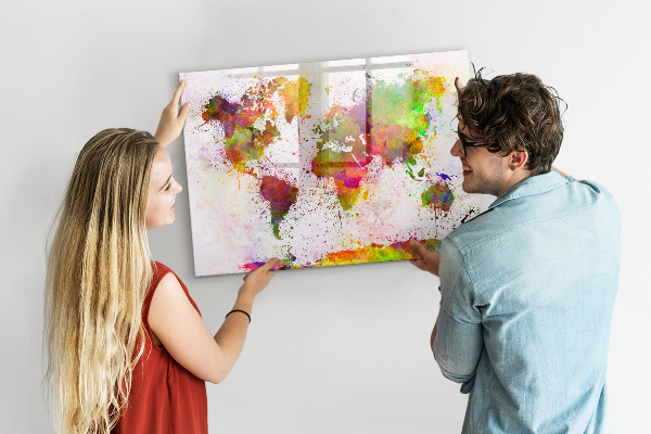 Tableau effaçable magnétique Carte colorée avec des spots photos