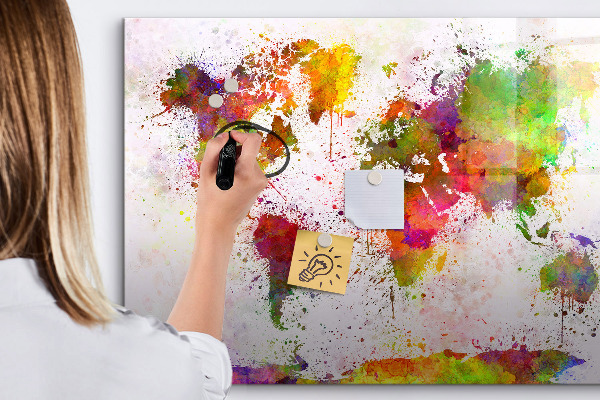 Tableau effaçable magnétique Carte colorée avec des spots photos