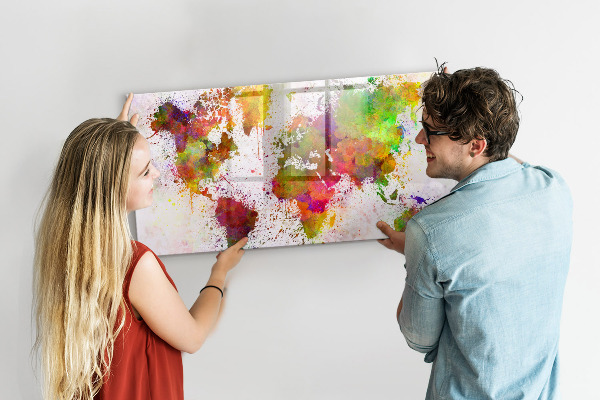 Tableau effaçable magnétique Carte colorée avec des spots photos