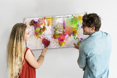 Tableau effaçable magnétique Carte colorée avec des spots photos
