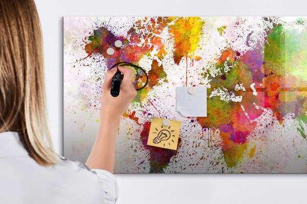 Tableau effaçable magnétique Carte colorée avec des spots photos
