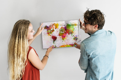 Tableau effaçable magnétique Carte colorée avec des spots photos