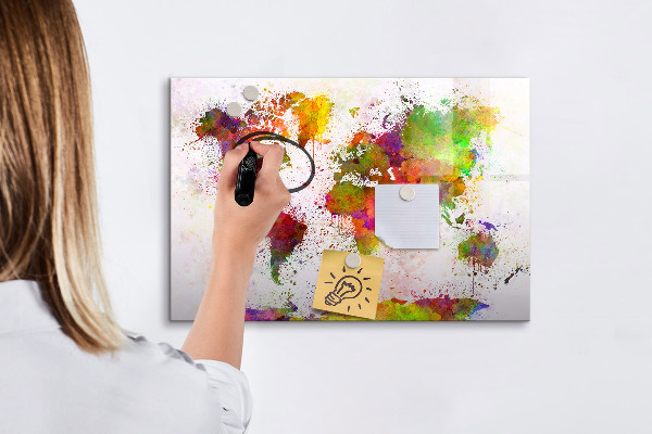 Tableau effaçable magnétique Carte colorée avec des spots photos