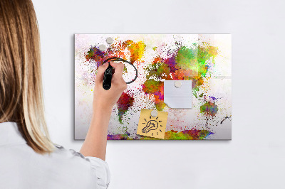 Tableau effaçable magnétique Carte colorée avec des spots photos