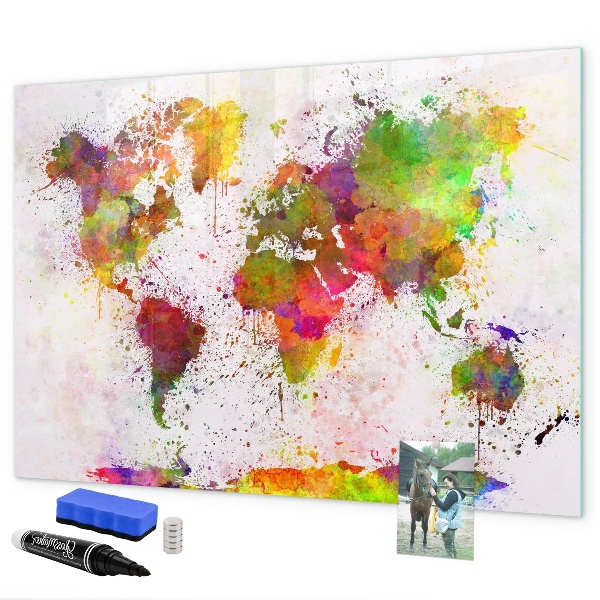 Tableau effaçable magnétique Carte colorée avec des spots photos