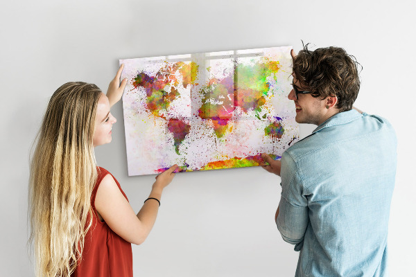 Tableau effaçable magnétique Carte colorée avec des spots photos