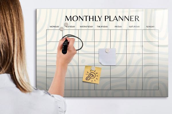 Tableau effaçable magnétique Agenda mensuel avec espace pour photos