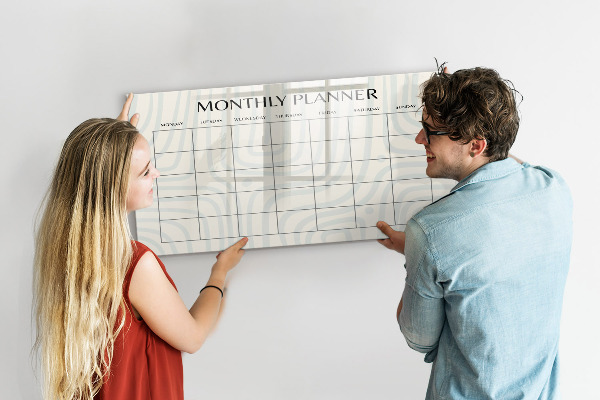 Tableau effaçable magnétique Agenda mensuel avec espace pour photos