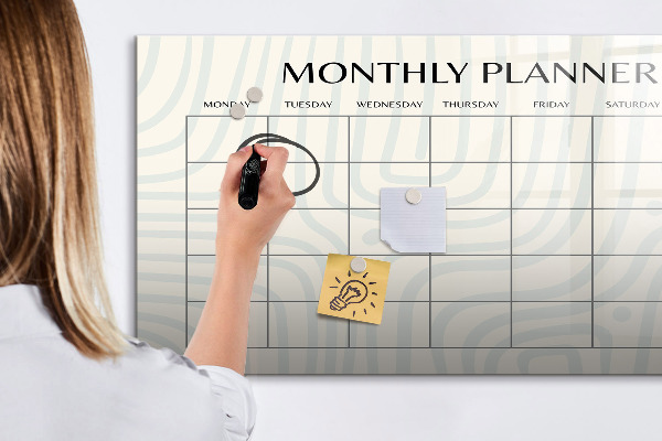 Tableau effaçable magnétique Agenda mensuel avec espace pour photos