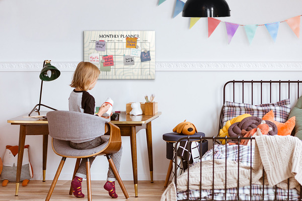 Tableau effaçable magnétique Agenda mensuel avec espace pour photos