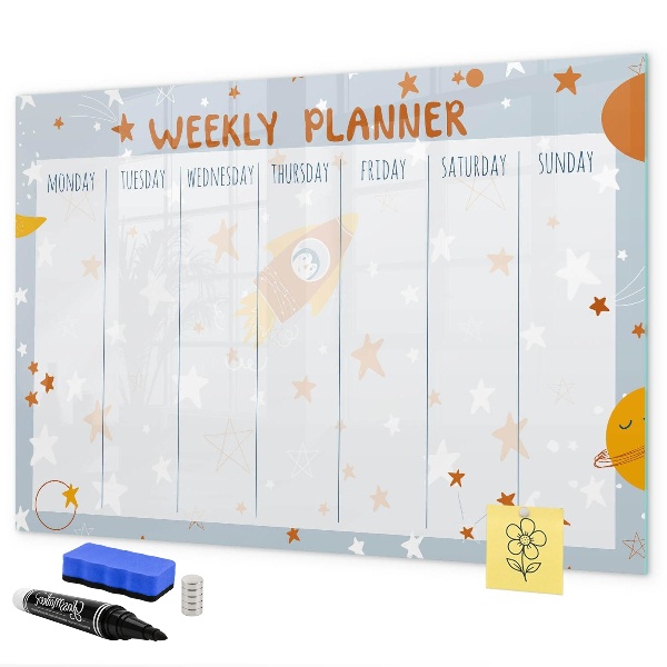 Tableau effaçable magnétique Agenda hebdomadaire avec espace pour photos