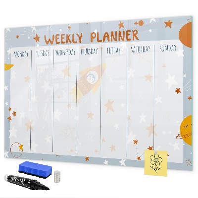 Tableau effaçable magnétique Agenda hebdomadaire avec espace pour photos