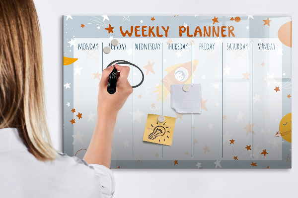 Tableau effaçable magnétique Agenda hebdomadaire avec espace pour photos