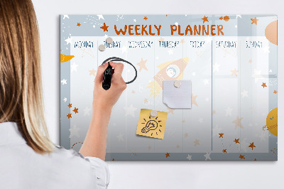 Tableau effaçable magnétique Agenda hebdomadaire avec espace pour photos