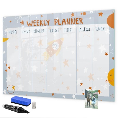 Tableau effaçable magnétique Agenda hebdomadaire avec espace pour photos