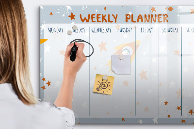 Tableau effaçable magnétique Agenda hebdomadaire avec espace pour photos