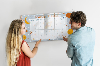 Tableau effaçable magnétique Agenda hebdomadaire avec espace pour photos