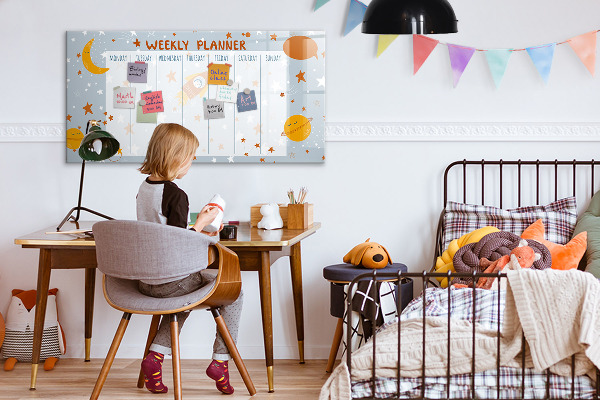 Tableau effaçable magnétique Agenda hebdomadaire avec espace pour photos