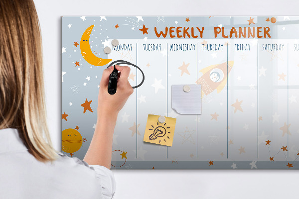 Tableau effaçable magnétique Agenda hebdomadaire avec espace pour photos