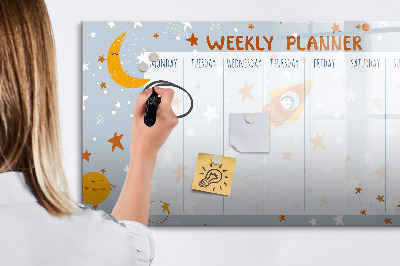 Tableau effaçable magnétique Agenda hebdomadaire avec espace pour photos