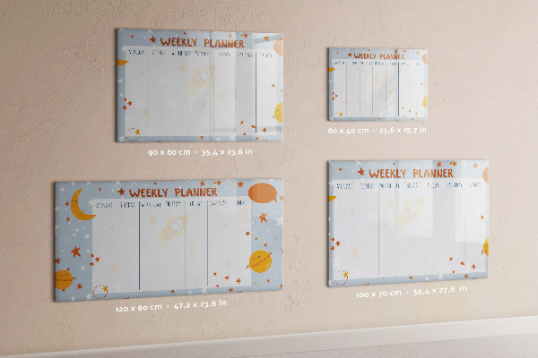 Tableau effaçable magnétique Agenda hebdomadaire avec espace pour photos