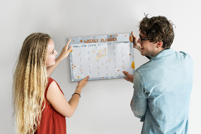 Tableau effaçable magnétique Agenda hebdomadaire avec espace pour photos