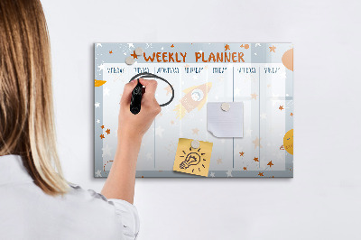 Tableau effaçable magnétique Agenda hebdomadaire avec espace pour photos