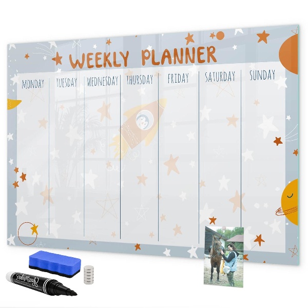 Tableau effaçable magnétique Agenda hebdomadaire avec espace pour photos
