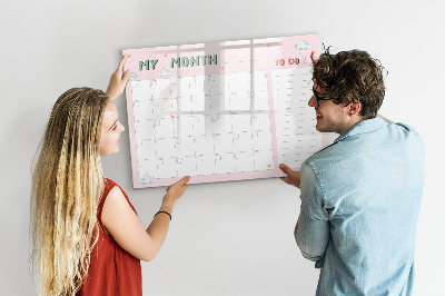 Tableau magnétique effaçable Planification mensuelle avec des amis et des photos