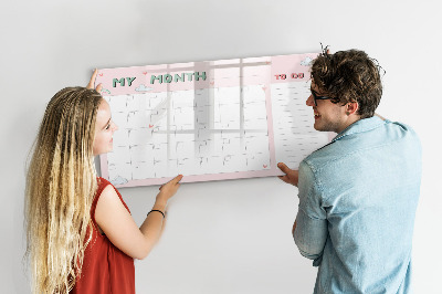 Tableau magnétique effaçable Planification mensuelle avec des amis et des photos