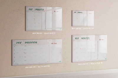 Tableau magnétique effaçable Planification mensuelle avec des amis et des photos