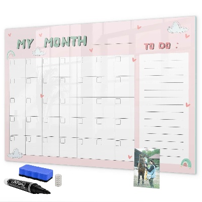 Tableau magnétique effaçable Planification mensuelle avec des amis et des photos