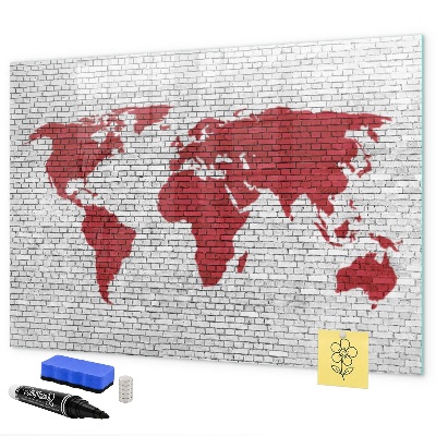 Tableau effaçable magnétique Carte du monde avec emplacements de photos
