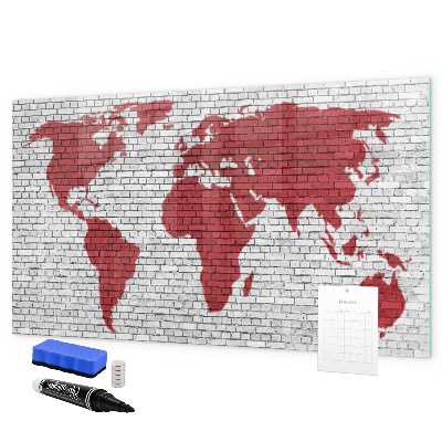 Tableau effaçable magnétique Carte du monde avec emplacements de photos