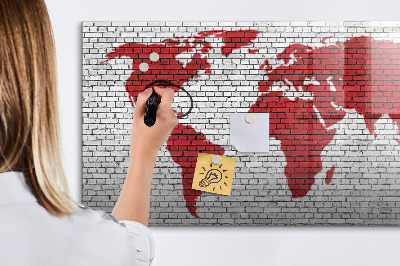 Tableau effaçable magnétique Carte du monde avec emplacements de photos