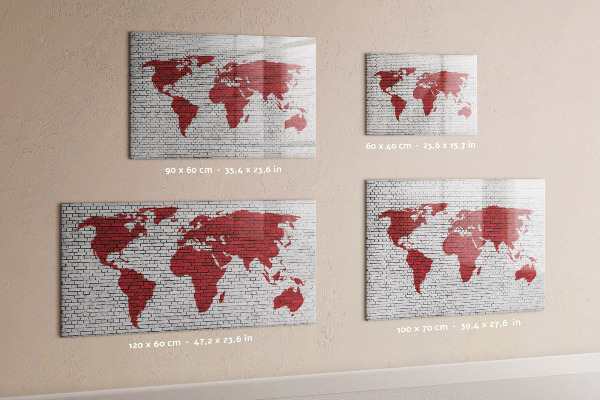 Tableau effaçable magnétique Carte du monde avec emplacements de photos