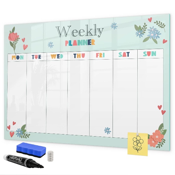 Tableau effaçable magnétique Agenda hebdomadaire avec espace pour photos